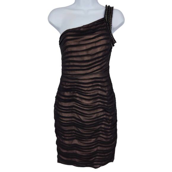 Bebe One Shoulder Silk Bodycon Dress Size XXS - Picture 2 of 7